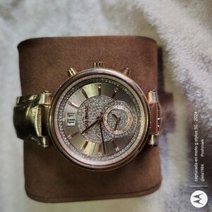 Michael Kors Gold and Silver Textured Strap Watch